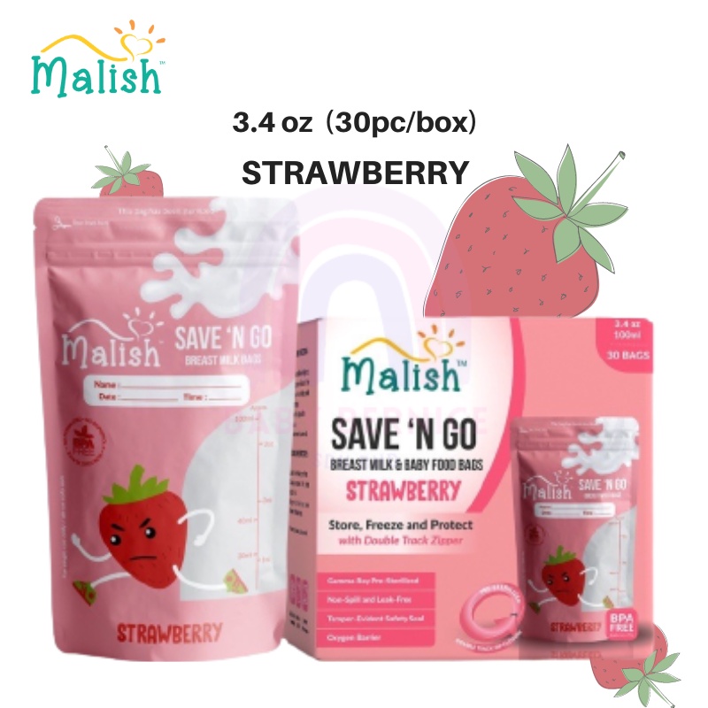 MALISH BREASTMILK STORAGE BAG Save N Go Double Ziplock Breast Milk