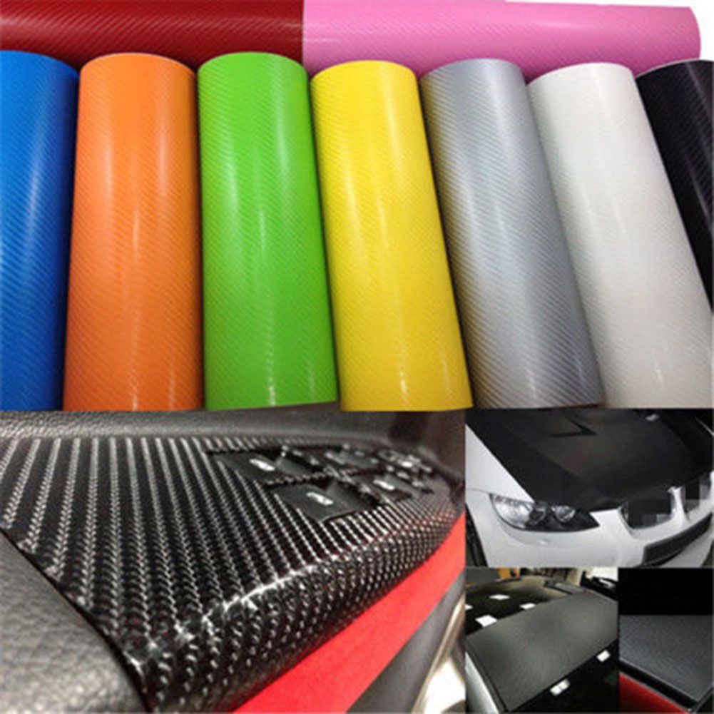 NEW 8Inch 3D 127cm 50Inch Glossy Carbon Fiber Wrap Vinyl Decal Film