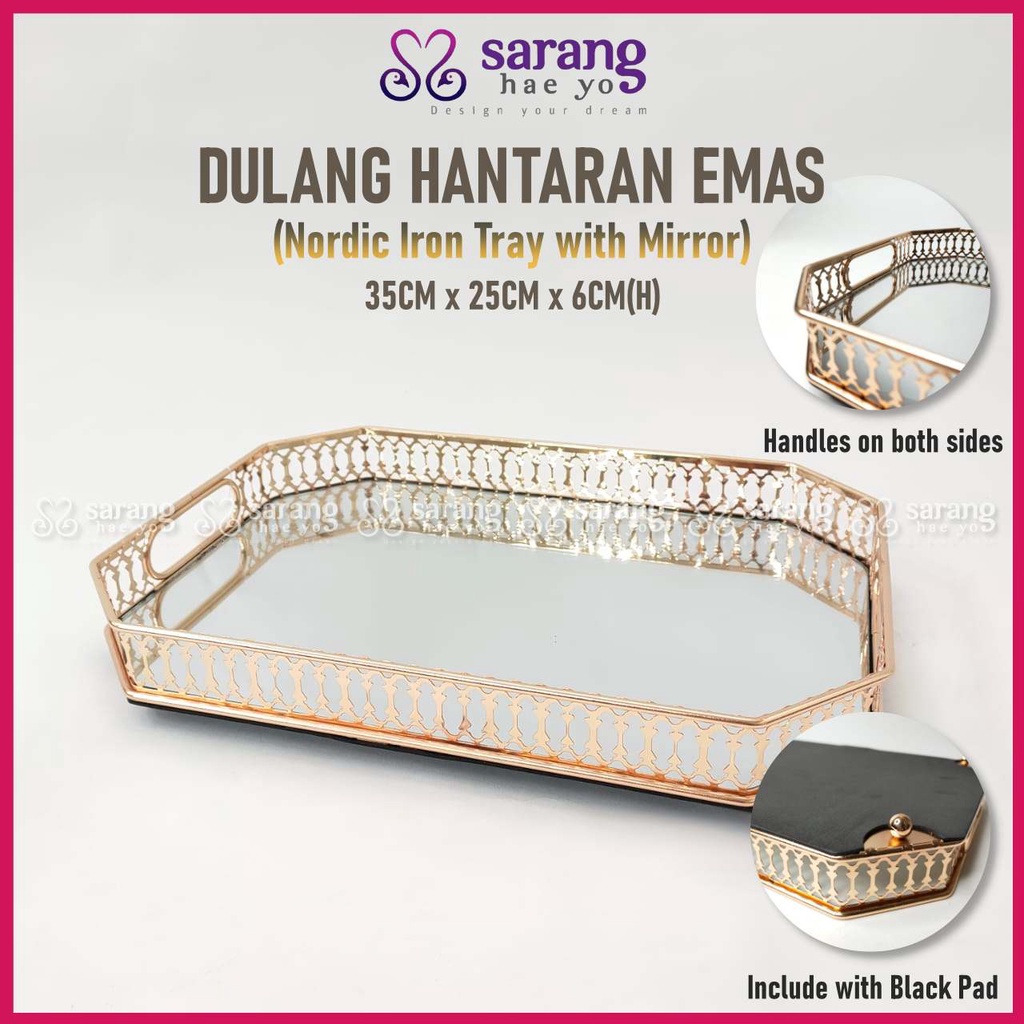 SARANG HAE YODulang Kaca Cermin Tray Petak Dulang Hantaran Kahwin