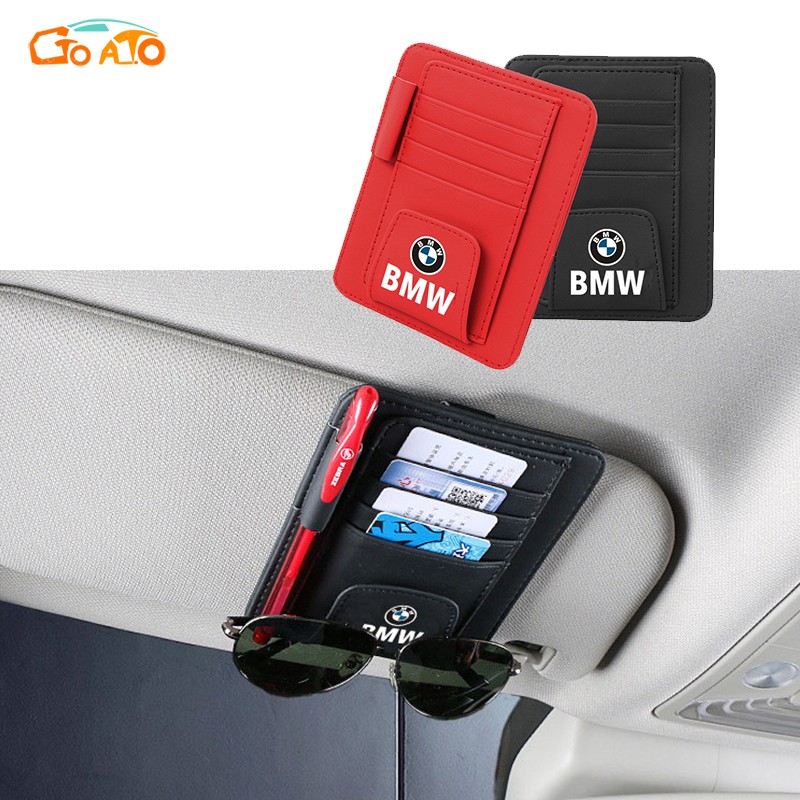 GTIOATO Car Sun Visor Card Pen Bill Storage Holder Organizer Leather