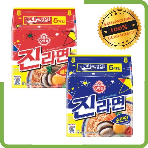 Korean Ramen Ottogi Jin Ramen Noodle Bag 2 Flavors Spicy Jin Mild