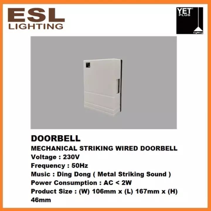 Esl Lighting Yet Ding Dong Door Bell Mechanical Striking Wired