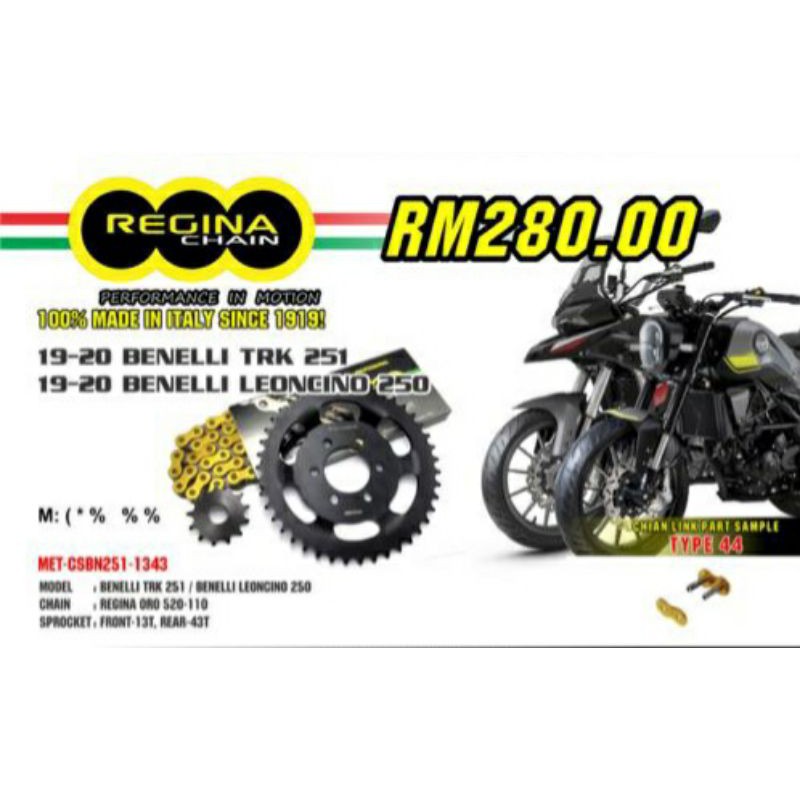 Regina Benelli Trk Leoncino Abs Trk Sprocket Chain Kit