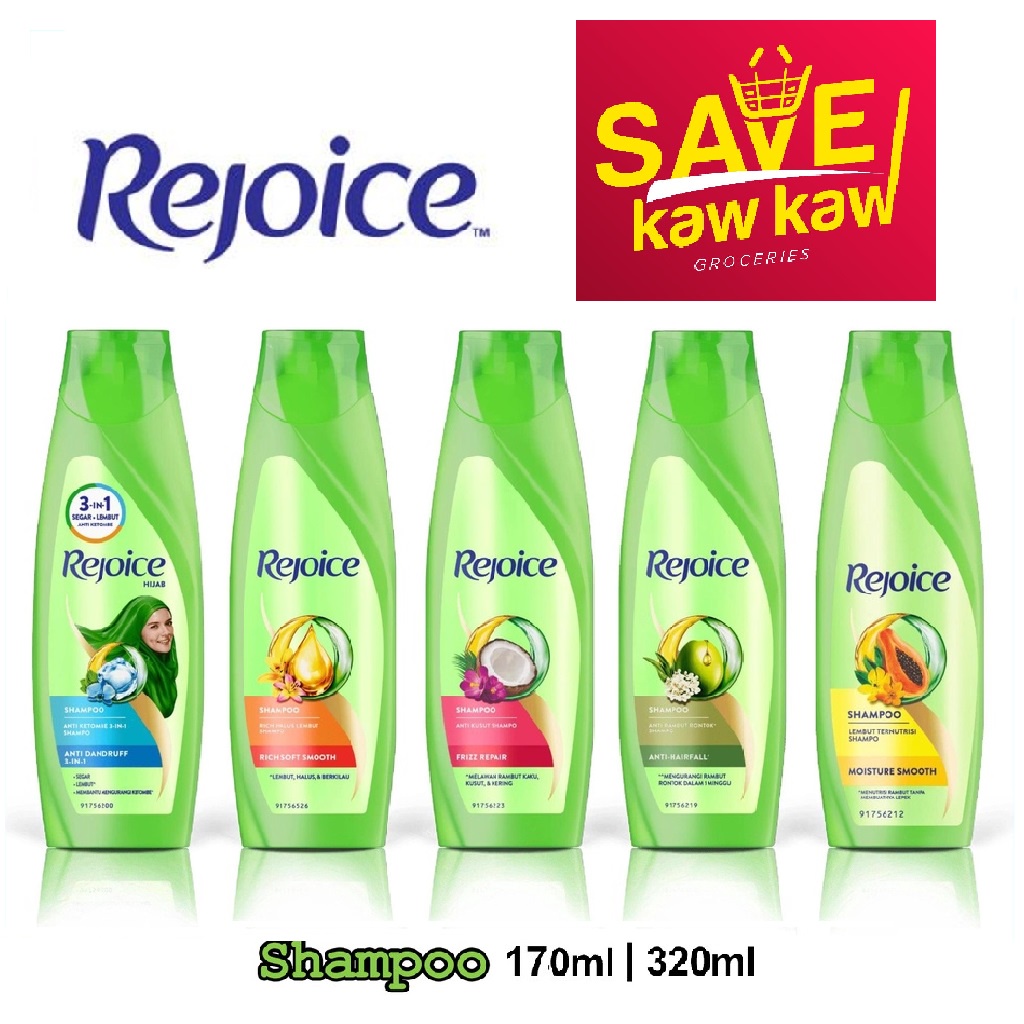 REJOICE Hair Shampoo 170ml 320ml Anti Dandruff 3in1 Rich Soft