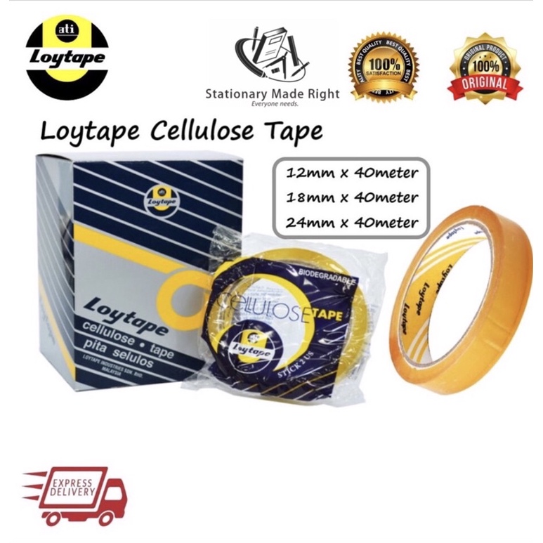 Loytape Cellulose Tape 12mm 18mm 24mm X 40meter 12mm 18mm 24mm X