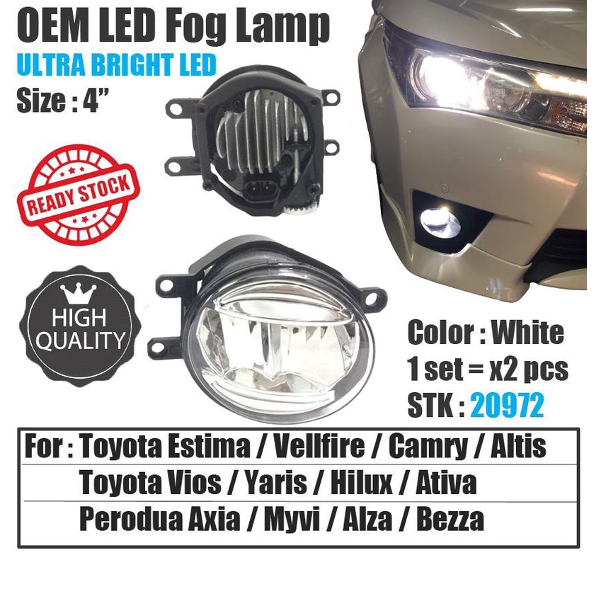 READY STOCK TOYOTA PERODUA OEM LED FOG LAMP Estima Vellfire Camry