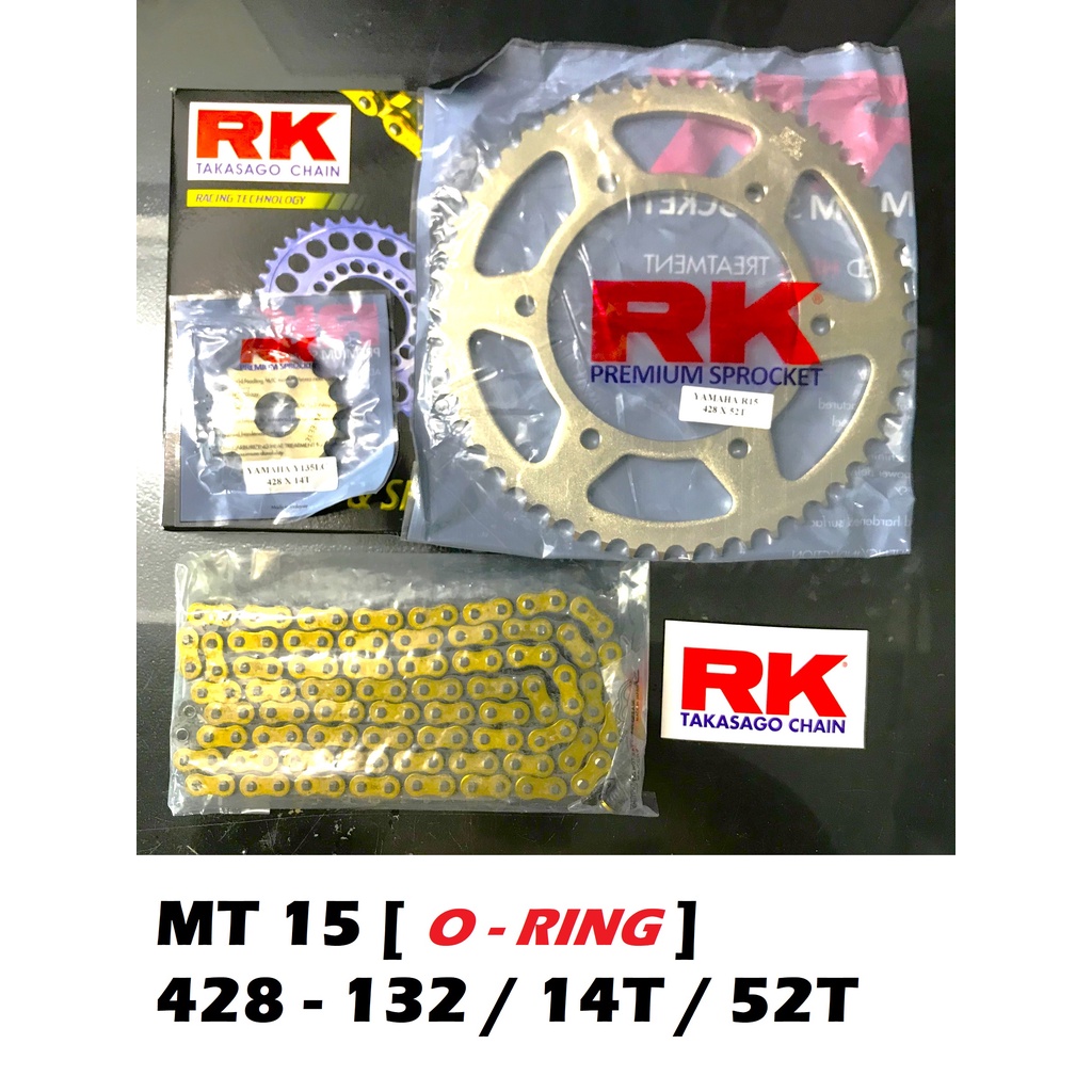 RK SPROCKET SET YAMAHA R15 V3 MT15 O RING GOLD CHAIN TAKASAGO 100