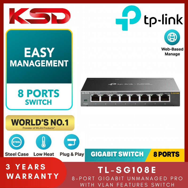 TP LINK TL SG108E 8 Port Gigabit Unmanaged Pro With VLAN Features