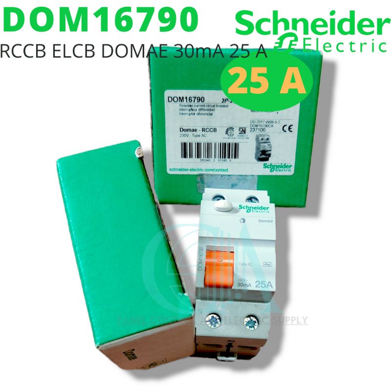 Elcb Rccb 2P 25A 30mA AC 2phase 25amper DOMR01225 Schneider Shopee