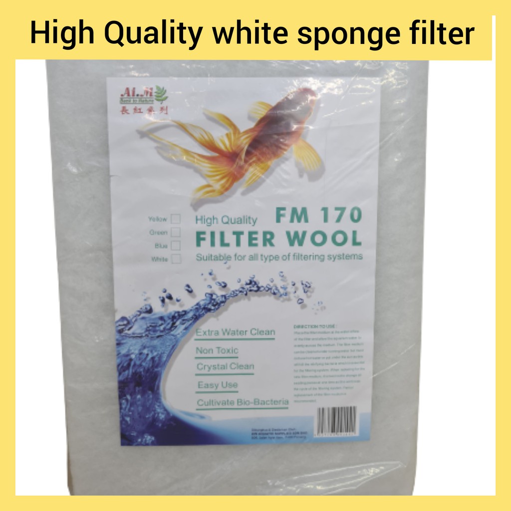 Aquarium White Filter Mat Sponge Wool Span Kapas Putih Akuarium Cm X