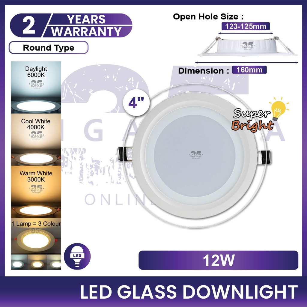 Sirim Non Sirim Led Glass Downlight Inch W W Color Round