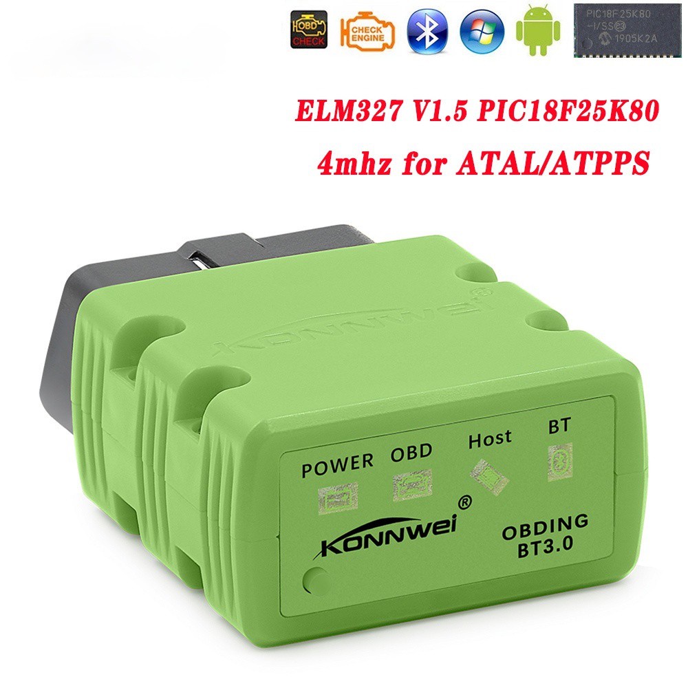 KONNWEI ELM327 V1 5 OBD2 Scanner Bluetooth PIC18f25k80 KW902 Auto