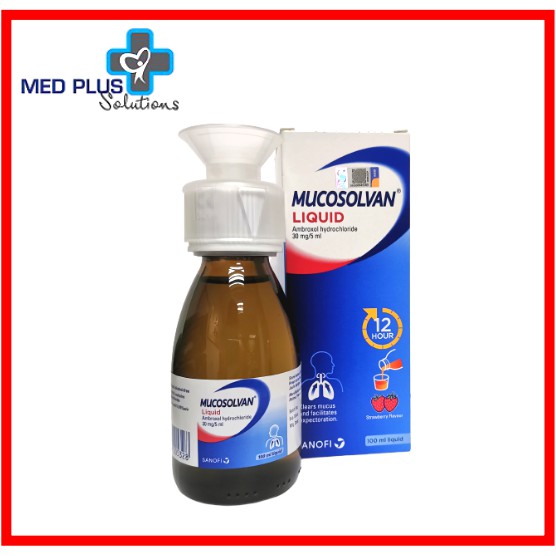 Mucosolvan Liquid Strawberry Flavour 100ml With Measuring Cup EXP 11