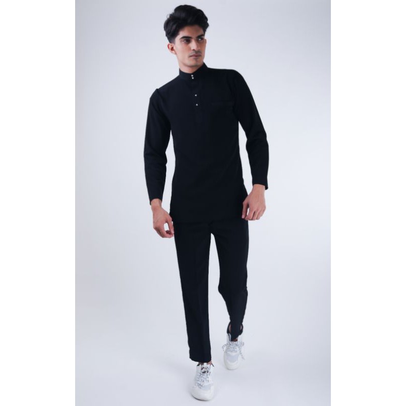 BM6056 Pazze Baju Melayu Modern Slim Fit Matte Black Shopee Malaysia