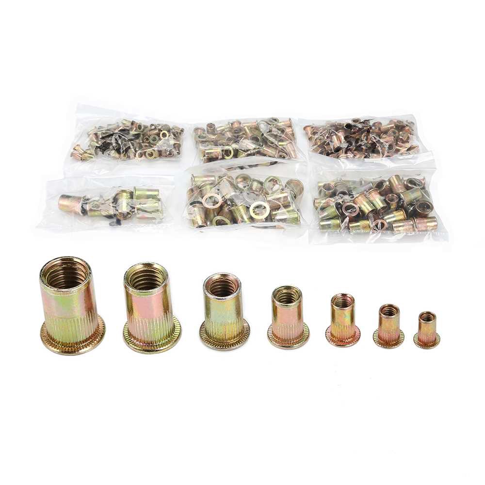 300pcs M3 M4 M5 M6 M8 M10 M12 Carbon Flat Head Rivet Nuts Tools