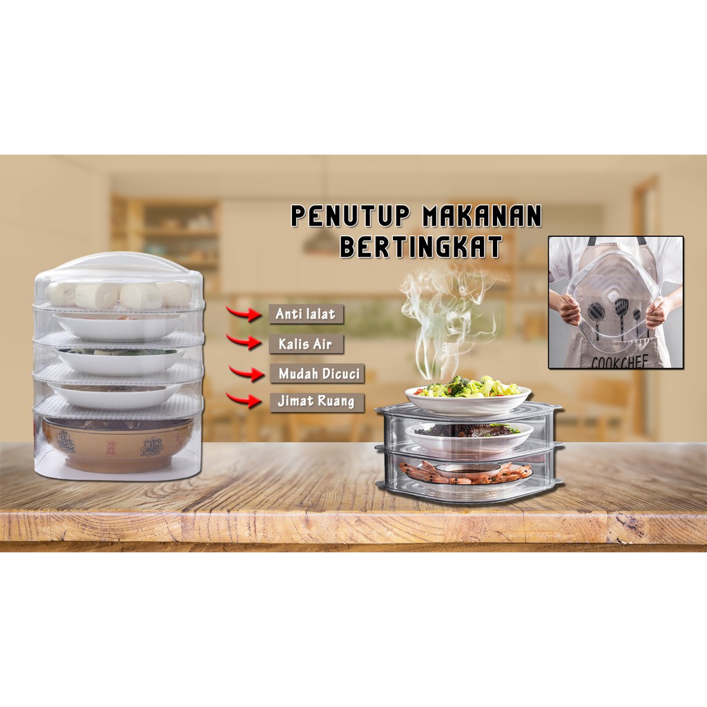 5 Layer Food Cover Tudung Saji Viral 5 Tingkat Transparent Stackable