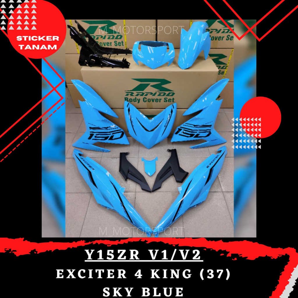 RAPIDO COVER SET Y15ZR V1 V2 EXCITER 4 KING 37 SKY BLUE STICKER