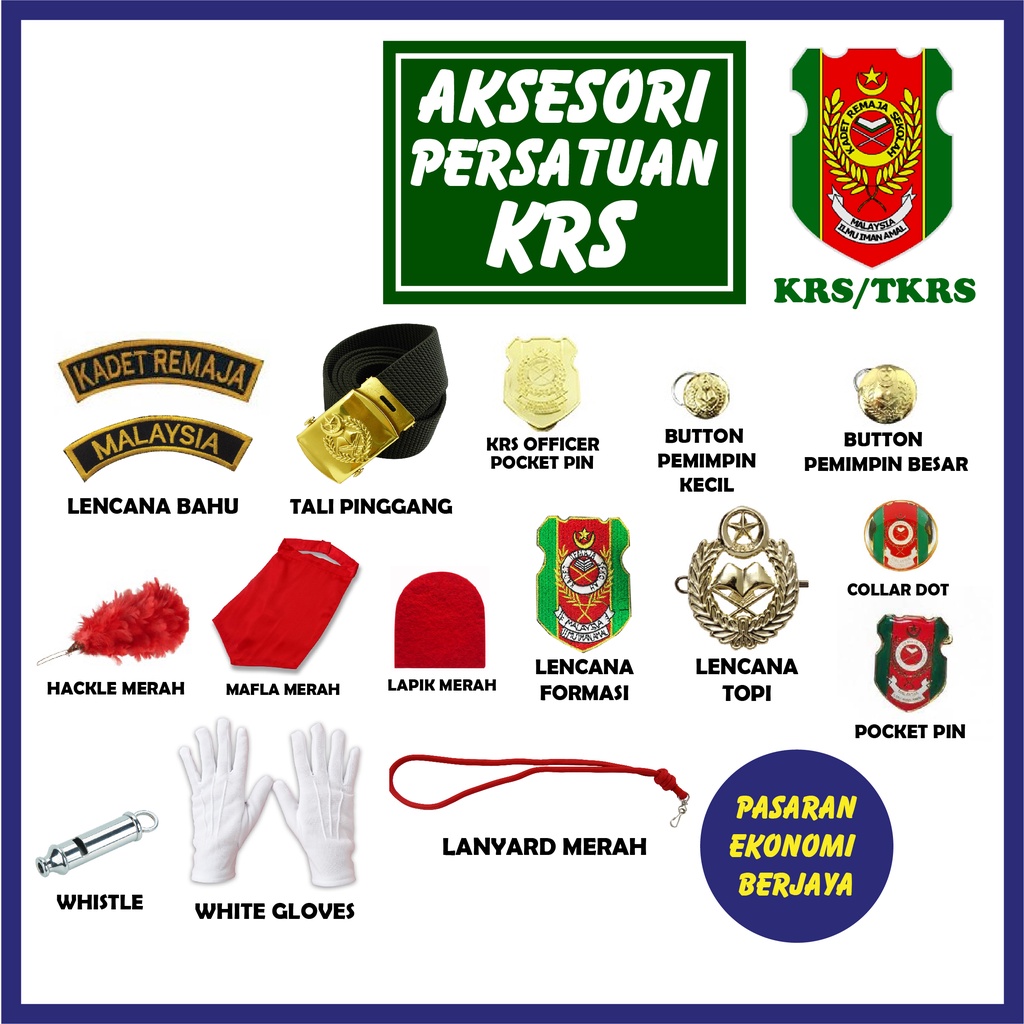 Aksesori Krs Set Packages Kadet Remaja Sekolah Lecana Sulam Metal