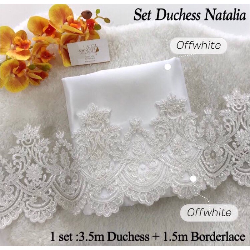 Set Kain Duchess Offwhitebridal Satin Lacemewah Kombo Borderlace