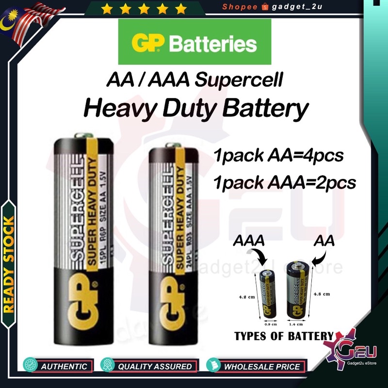 Original Gp Aa X Pcs Aaa X Pcs Supercell Heavy Duty Battery Aa Pack