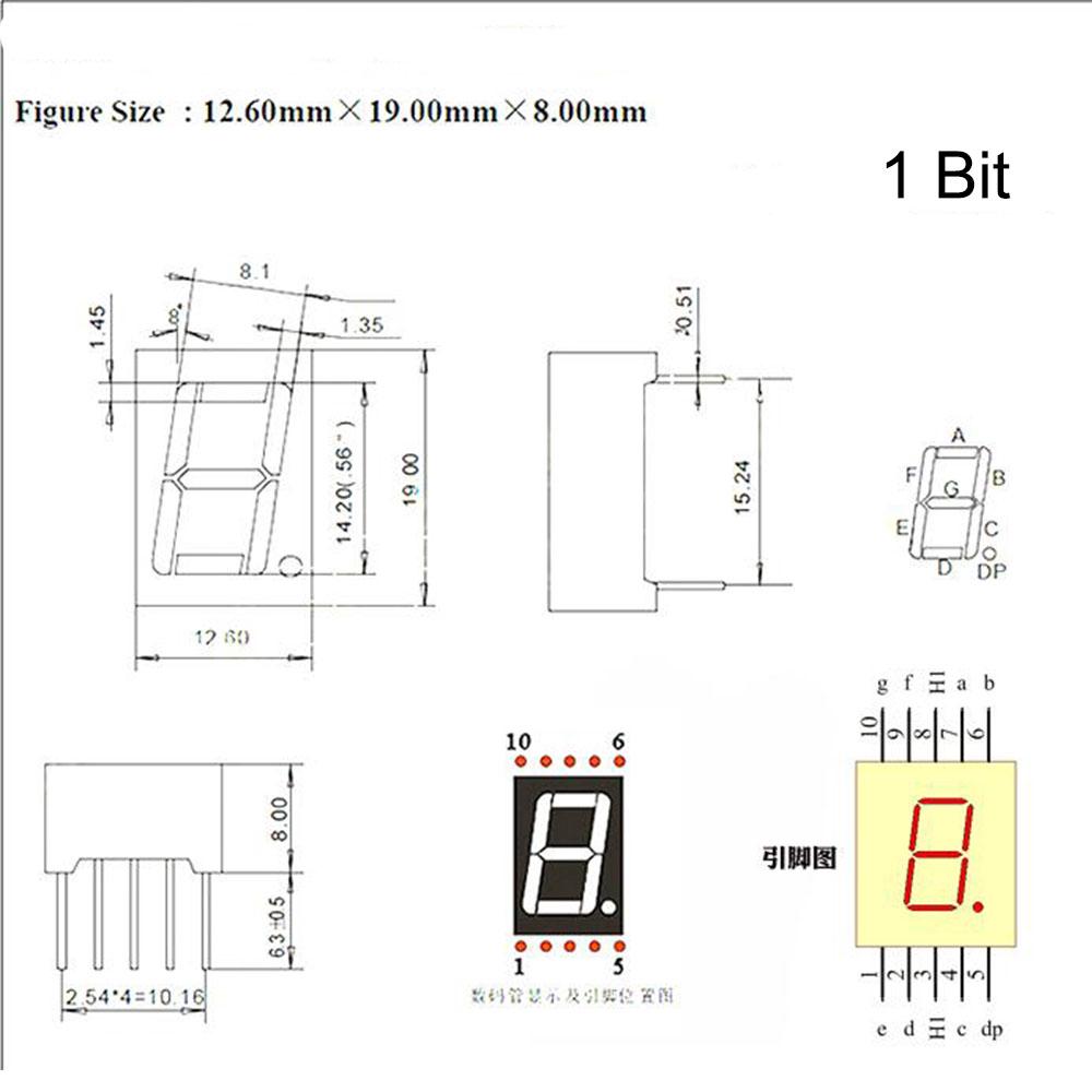 Inch Segment Bit Bit Bit Bit Digital Tube Red Common Cathode