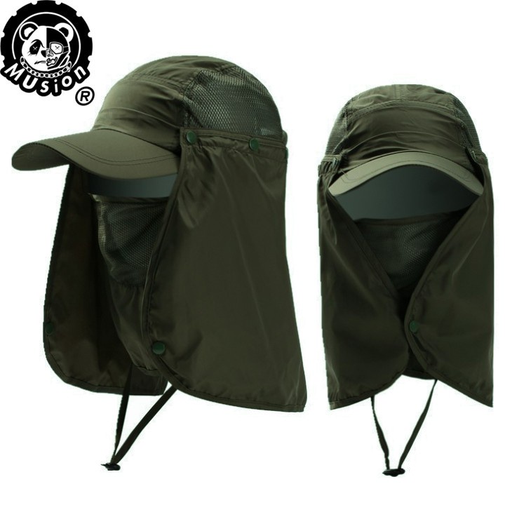 Musion Ready Stock Sun Protection Spf Hat Man Detachable Face Cover