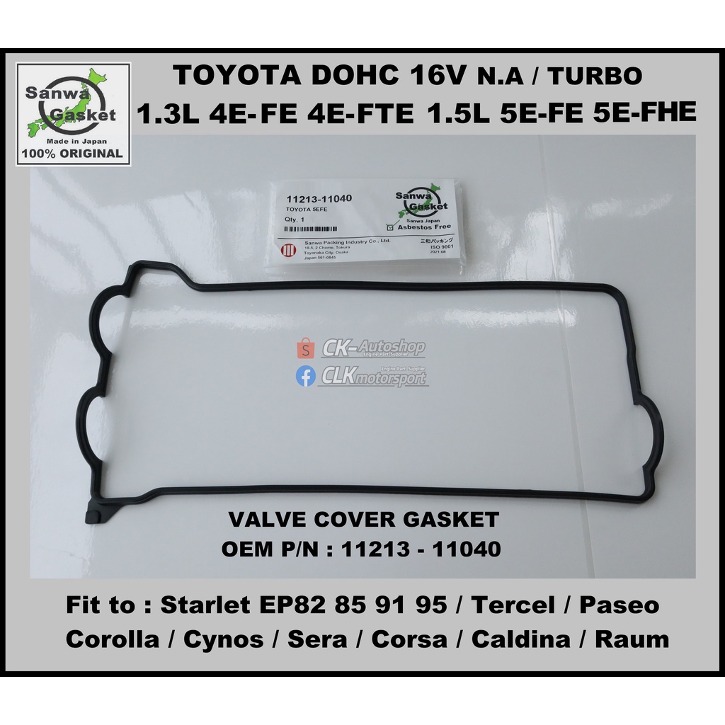 Toyota Valve Cover Gasket Efe Efte Efe Efhe Sanwa Japan Oem P N