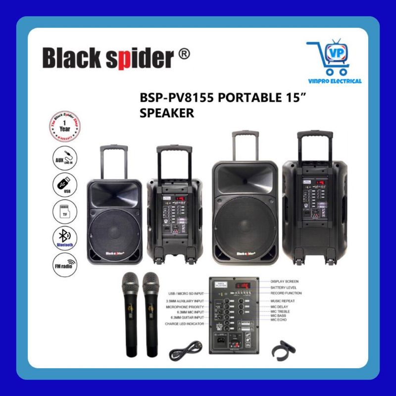 Black Spider BSP PV8155 Portable 15 Speaker Shopee Malaysia