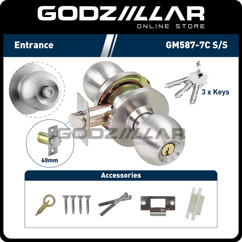 Part Of Yale Gateman Tubular Cylindrical Entrance Door Knob Lock Set