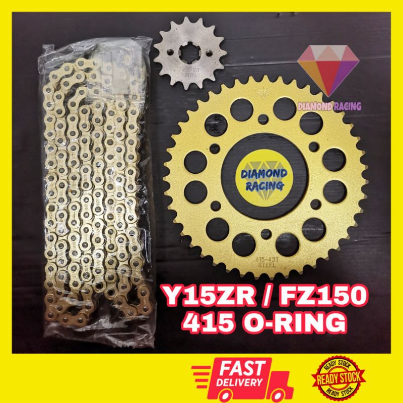 Limited Offery Zr Fz O Ring Gold Chain Diamond Racing Combo