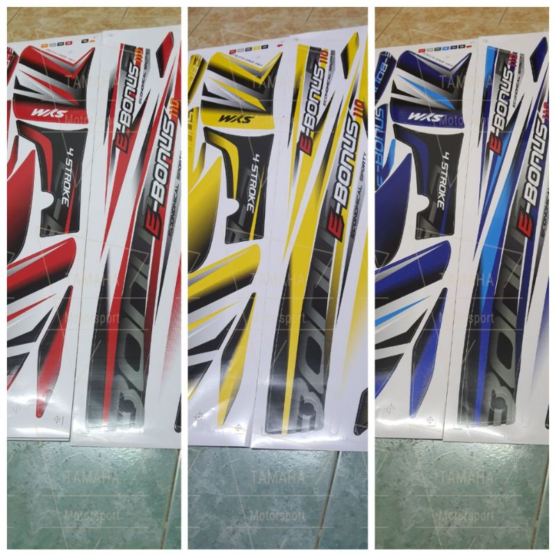 Sym E Bonus Body Cover Stripe Sticker Red Yellow Blue Shopee Malaysia