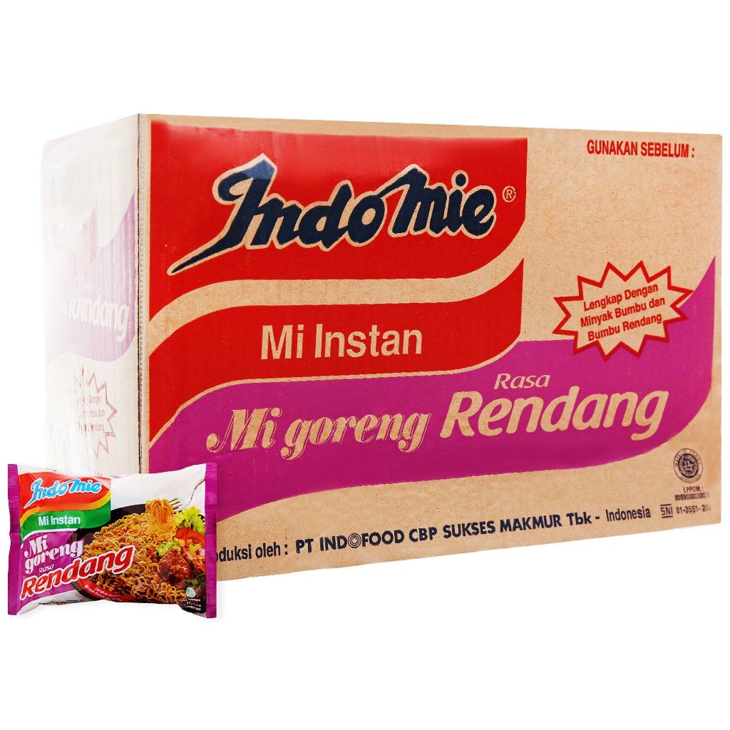 Box Of 40 Indomie Mi Goreng Rasa Rendang Spicy Beef Stir Fried Noodles