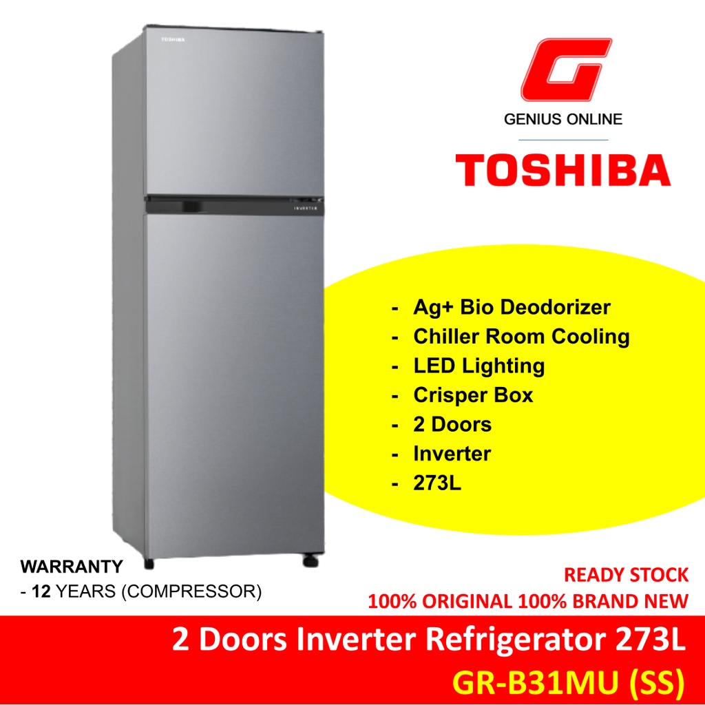 TOSHIBA 2 Doors Inverter Refrigerator Black 310L GR RT320WE PMY UK