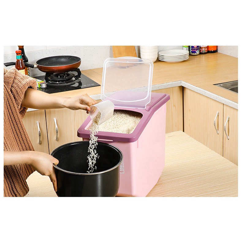 Rice Storage Box With Wheels Heavy Duty Airtight Rice Container Easy