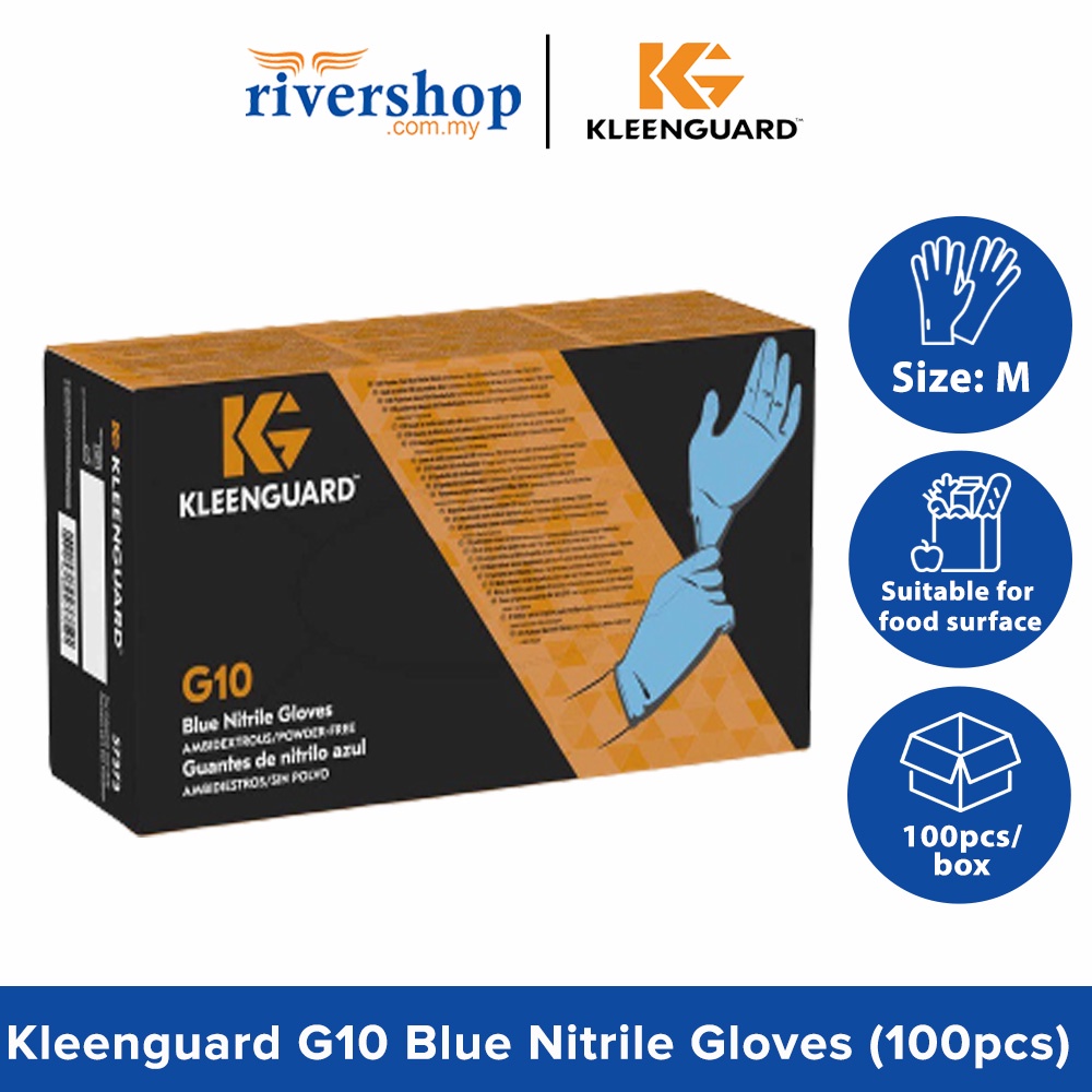 KLEENGUARD G10 Flex Blue Nitrile Gloves M X 100pcs Disposable