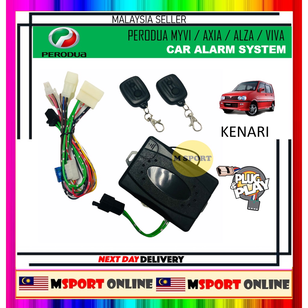 Perodua Myvi Alza Viva Axia Full Set Oem Alarm System Plug Play