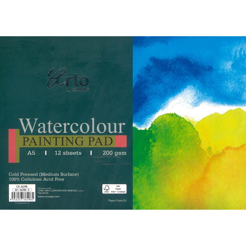 Ready Stock Campap Arto Watercolour Painting Pad A5 200GSM CR 36298