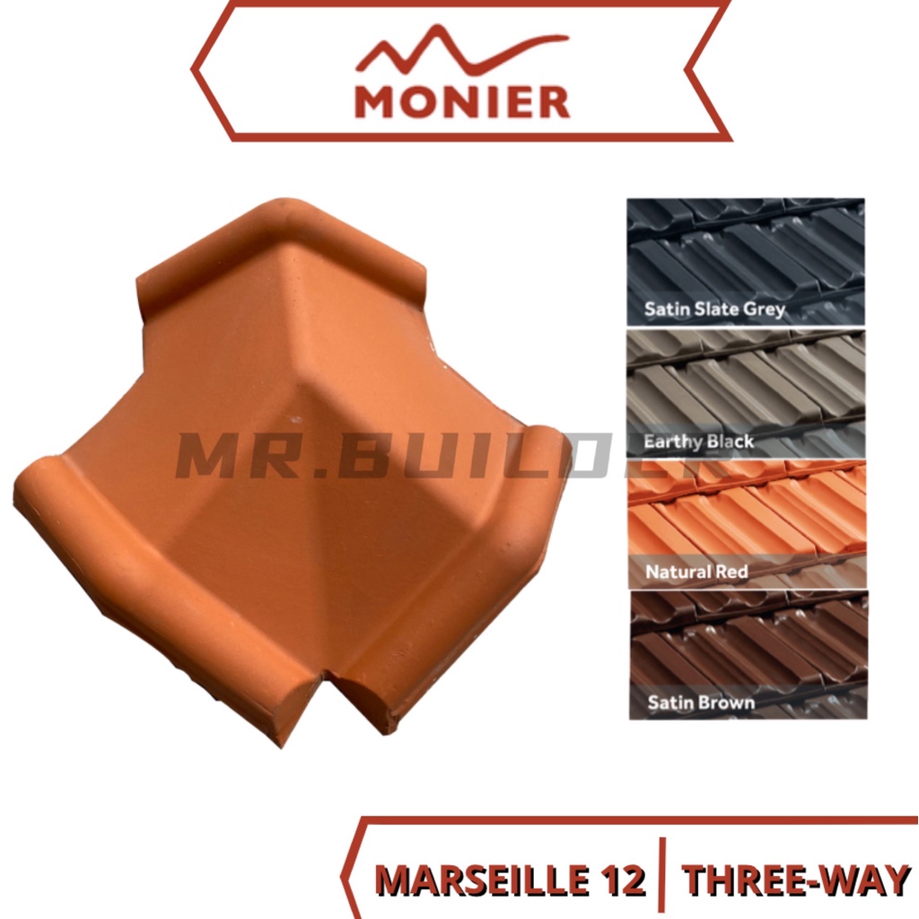 MONIER GCI Marseille 12 Angular Three Way Apex 3 Way Roof Fittings Clay