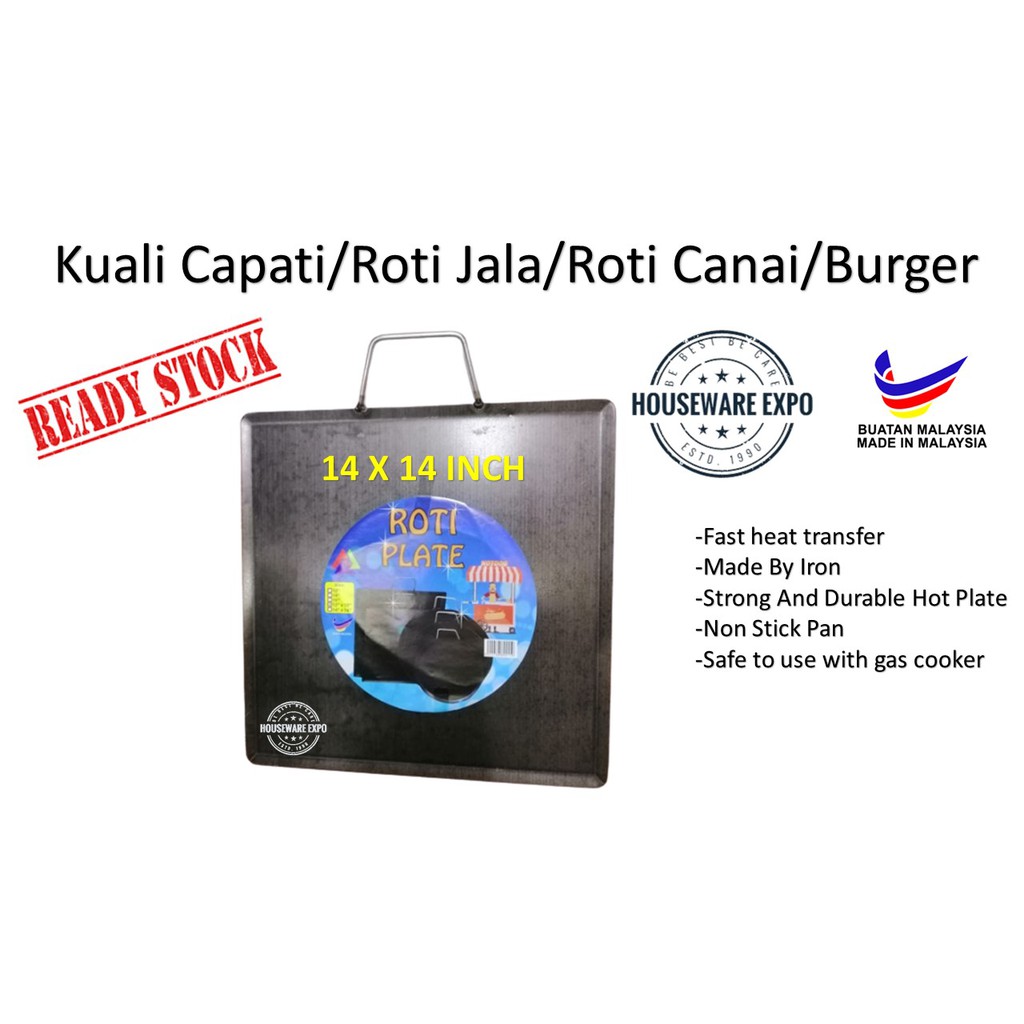 Wecareyou Kuali Segi Empat Burger Hot Plate Kuali Roti Jala