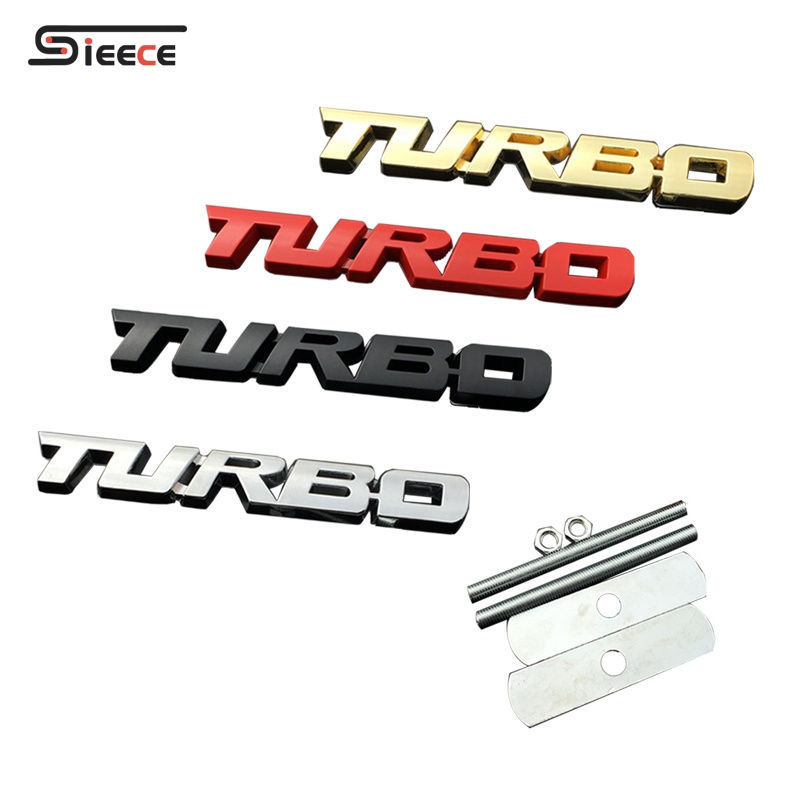 Sieece TURBO Metal Front Grill Emblem Auto Badge Car Sticker