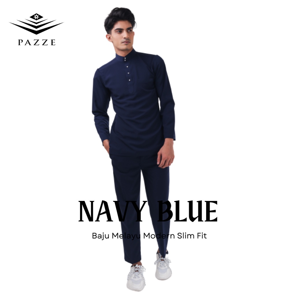 Pazze Baju Melayu Modern Slim Fit Silver Grey Dusty Pink Dusty Blue