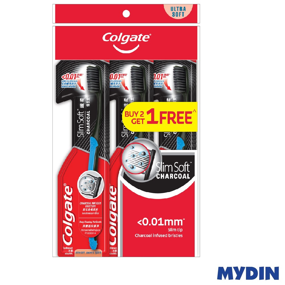 Colgate Slim Soft Charcoal Toothbrush 3s Shopee Malaysia