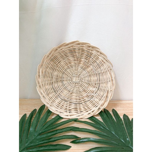 Rattanvintage Piring Rotan Rattan Weaved Round Food Tray Rattan