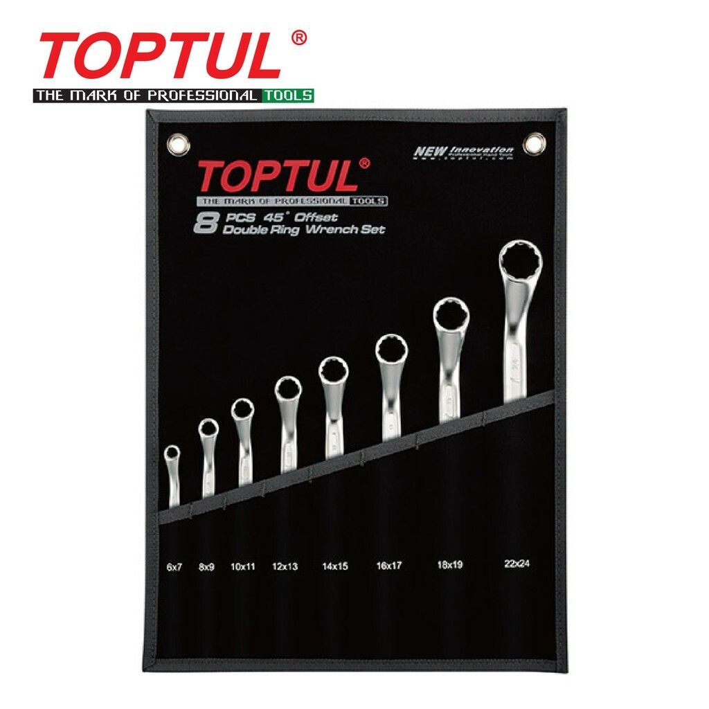 Toptul Pcs Offset Double Ring Wrench Set Pouch Bag Black