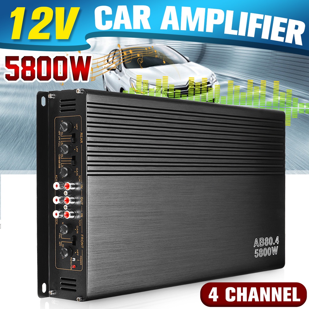 5800W 4 Channel Class A B Subwoofer Stereo Surround Car Amplifiers