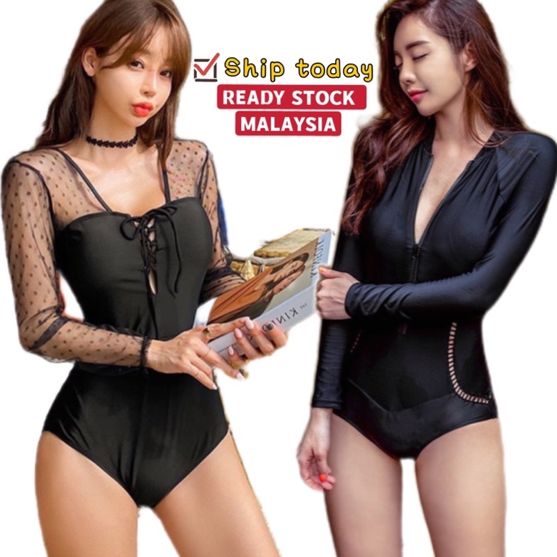 M To XXL 0835 Bikini Swimsuit Swimwear Longsleeve Ready Stock Malaysia