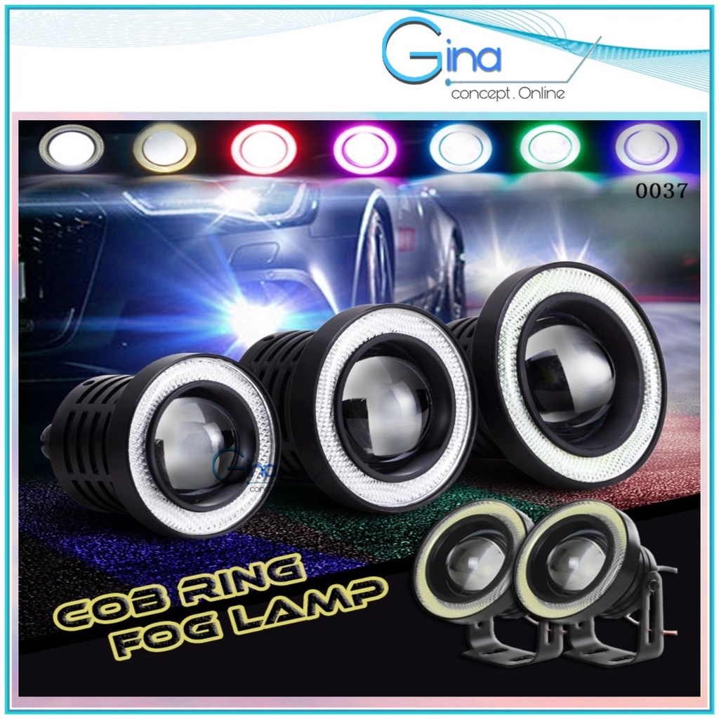 2pcs 3200LM Car COB LED Angel Eyes Eye Fog Light Ring Lens Projector