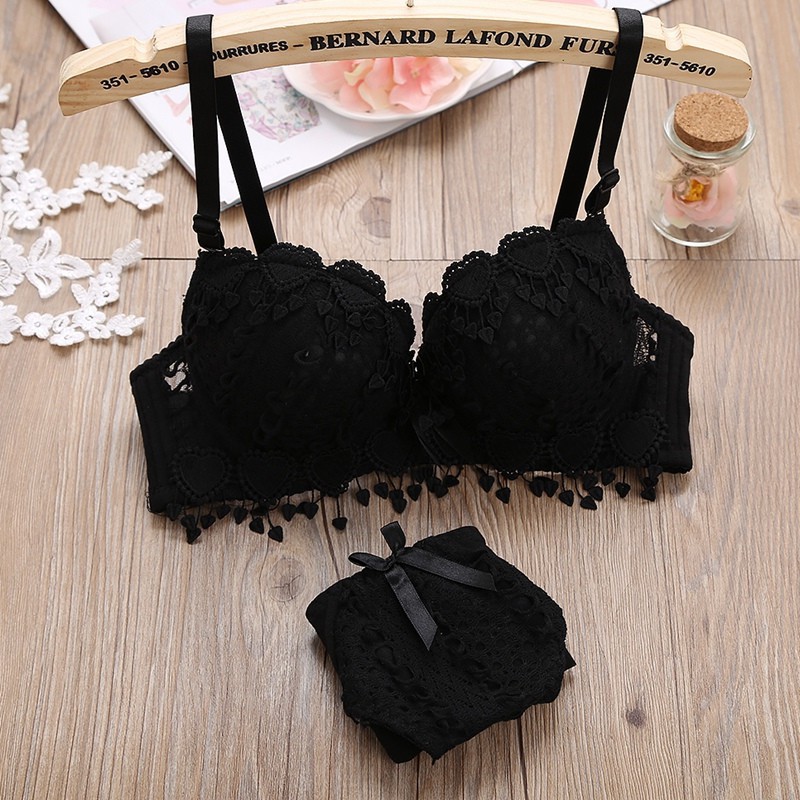 Ready Stock Women Push Up Bra Set Floral Lace Underwire Brassiere