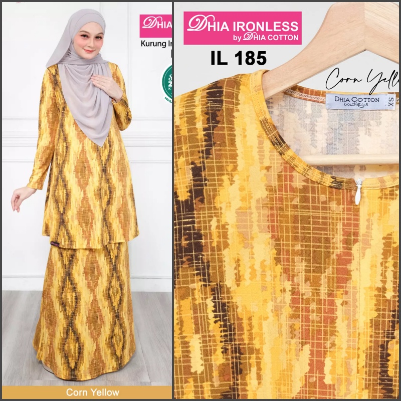 Sale Ironless Fatimah Corak Raya Kurung Ironless By Dhia Cotton