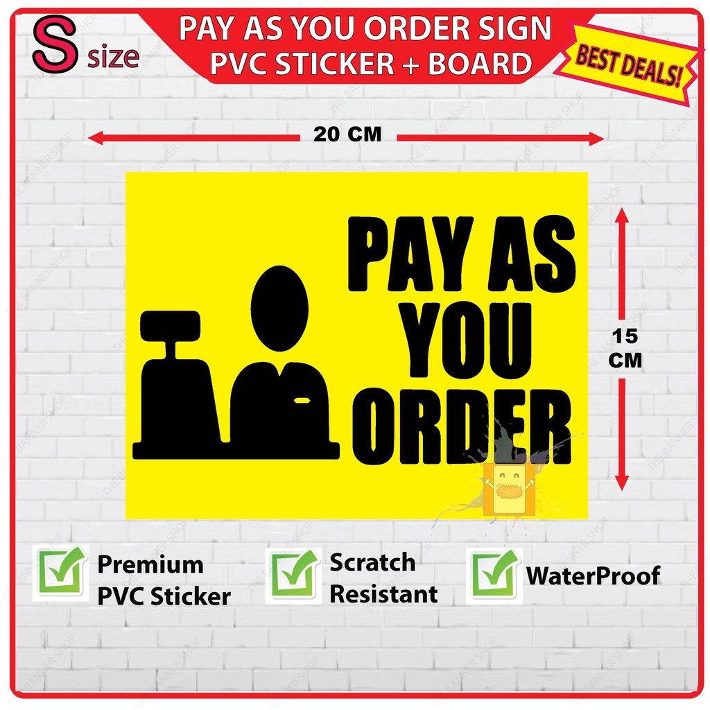 Pay As You Order Signage Sticker Board Shopee Malaysia